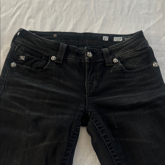 Tate Miss Me Black Denim with Silver Embellished Wings. Like new - Picture 4 of 5